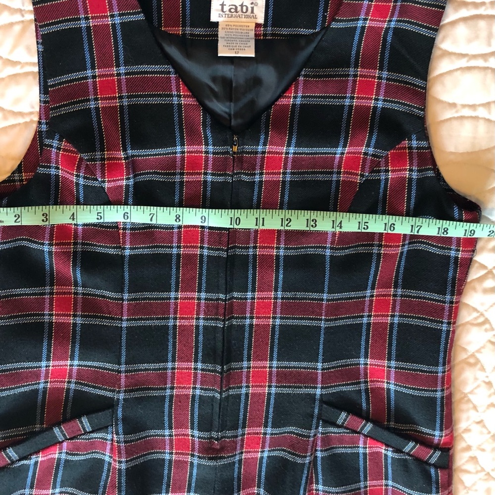 VNTG Tabi International Black and Red Plaid Sheath Dress sz 12. - Picture 6 of 7
